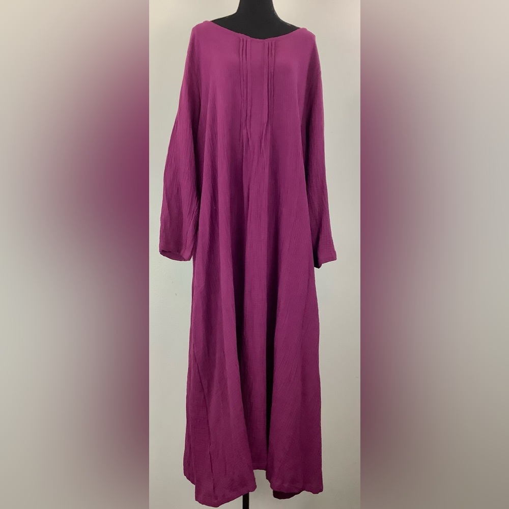 NEW Cotton Oversized caftgan Dress eggplant purple LARGE - Picture 2 of 12